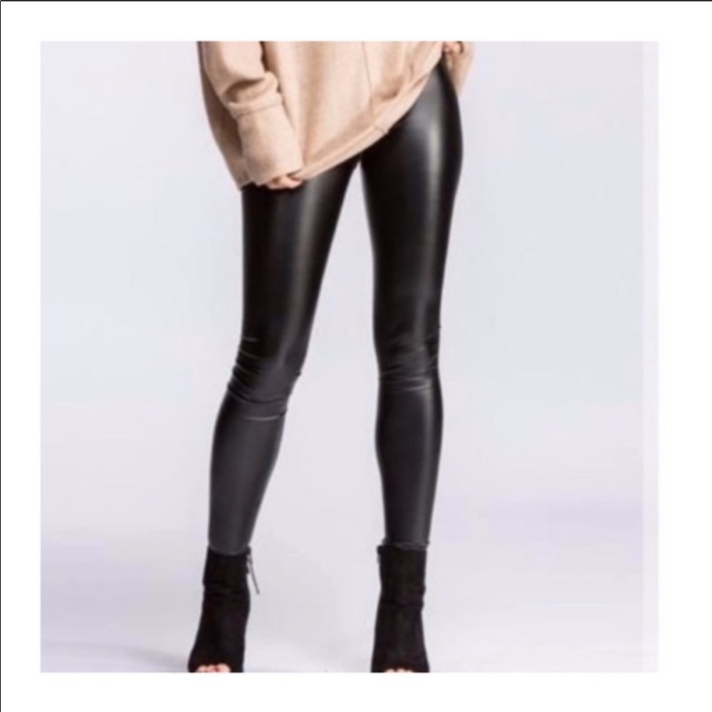 Rachel Zoe Black Faux Leather Leggings size Large